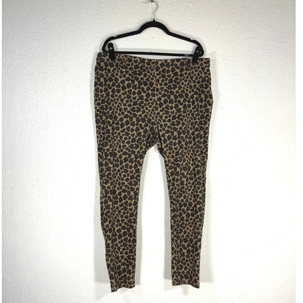 Terra & Sky Leopard Print Jeggings Womens 1X 16W-18W Brown Black TS38748PR
